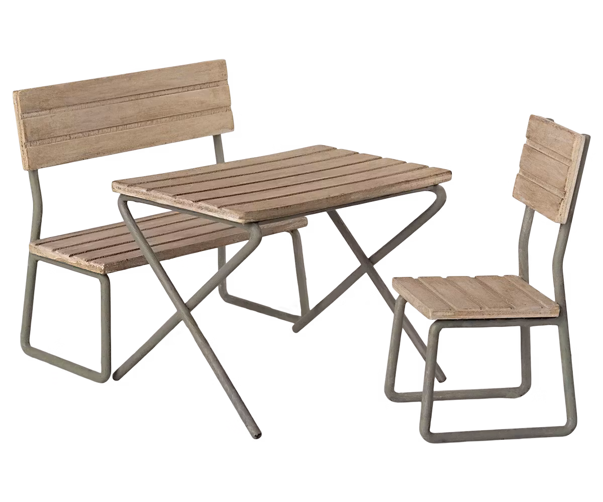 Maileg - Trädgårdsset - bord med stol och bänk