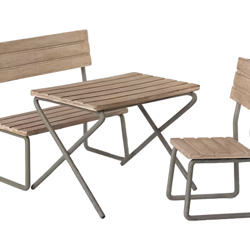 Maileg - Trädgårdsset - bord med stol och bänk