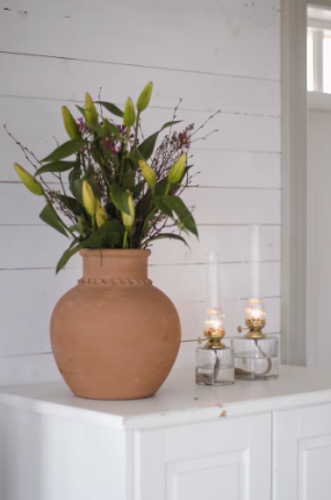 Fotogenlampa klarglas glas med räfflat rör