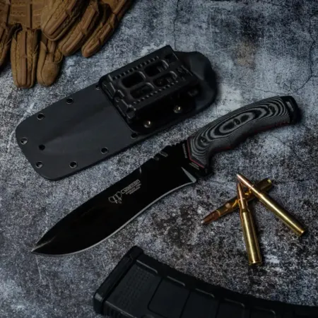 Cudeman Boina Verde vildmarkskniv 18 cm – Böhler N695, svart micarta och kydexslida