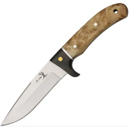 Elk Ridge ER-065 jaktkniv 11 cm – full tang, burlwood och läderslida