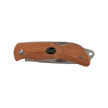 EKA Swede 8 Wood jaktfällkniv 7,4 cm – bubinga, Sandvik 12C27 och läderslida