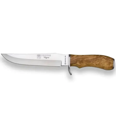 Joker Tigre jaktkniv 14 cm i olivträ – rostfritt MoVa-stål och läderslida