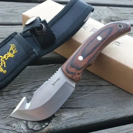 Elk Ridge Guthook Hunter ER-108 jaktkniv 7 cm – buköppnare, full tang och pakkawood