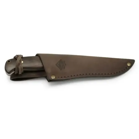 PUMA SGB Clearcut jaktkniv 10,8 cm – jacarandaträ, mässing, brun läderslida
