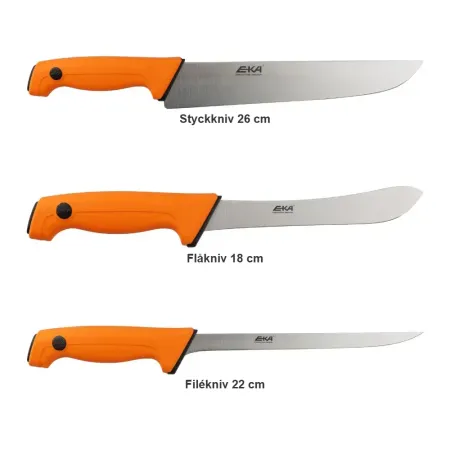 EKA styckset XL 3 knivar – styckkniv 26 cm, flåkniv 18 cm och filékniv 22 cm
