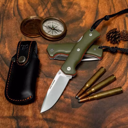 Cudeman Mini Ranger 337-GVF jaktfällkniv 8 cm – N690Co, grönt G10