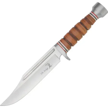 Elk Ridge Hunter ER-047 stor jaktkniv 16 cm – läderhandtag och läderslida