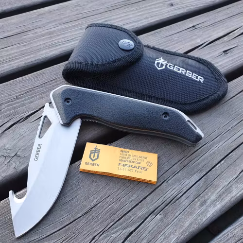 Fällbar Jaktkniv med buk öppnare Gerber Drop Point Folder