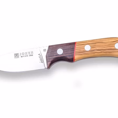 Jaktkniv Joker Aguila oliv med tillhörande läder slida.