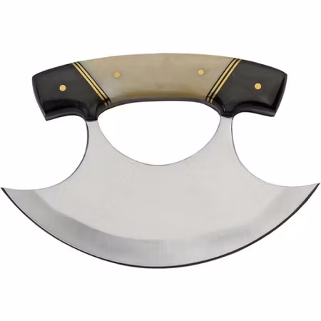 Ulu kniv i exklusivt utförande med Ben och horn handtag.