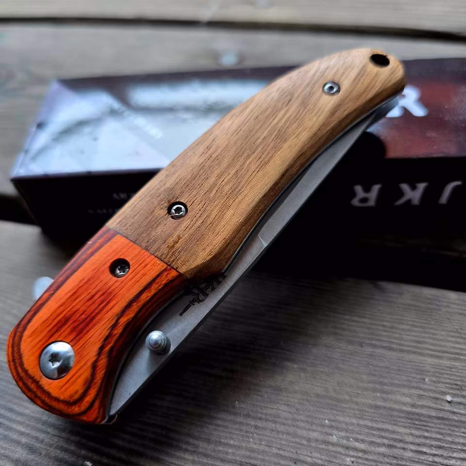 Fällkniv med Zebrawood och pakkawood