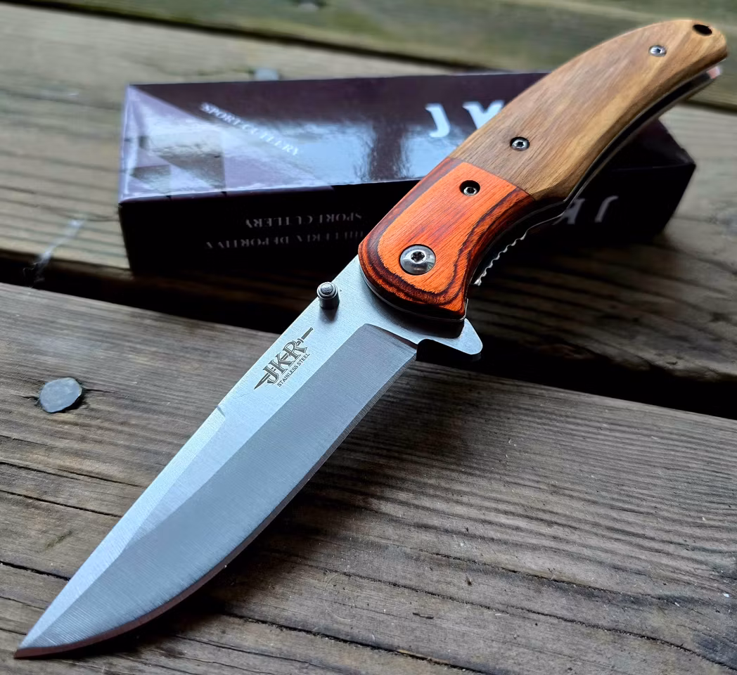 Fällkniv med Zebrawood och pakkawood