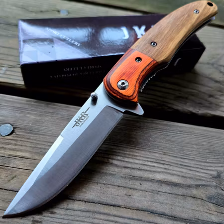 Fällkniv med Zebrawood och pakkawood