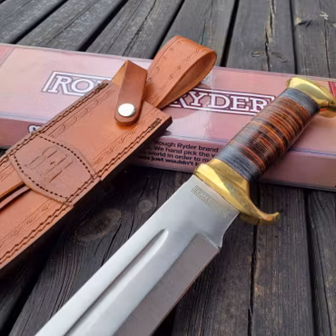 Rough Rider stor bowie kniv 43 cm – läder & pakkawood