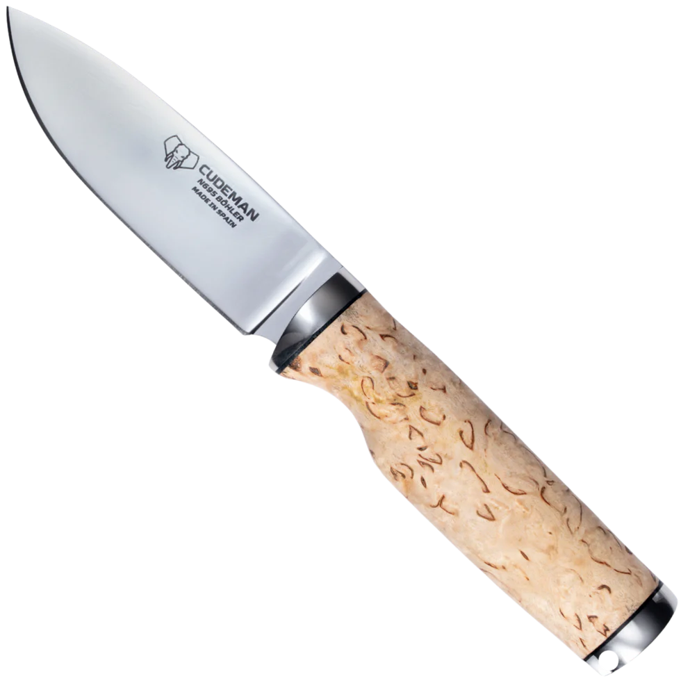Cudeman Curly Birch Jaktkniv N695 | Full Tang Friluftskniv | Jaktgiganten