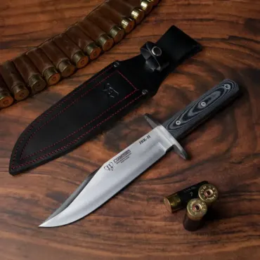 Cudeman stor bowie kniv 20 cm blad – full tang, svart Micarta, 33 cm