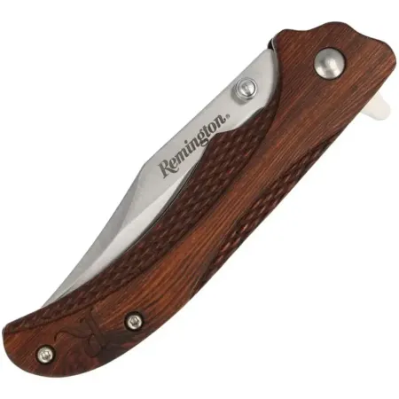 Remington jaktfällkniv 8 cm – trähandtag, lockback & bältesclip