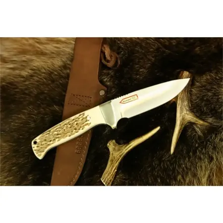 PUMA SGB Clearcut Stag jaktkniv 10,8 cm – syntetiskt stag, mässing & läderslida