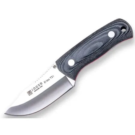 Joker Erizo TS1 jaktkniv 7,5 cm – Böhler N695 och blå Micarta med läderslida