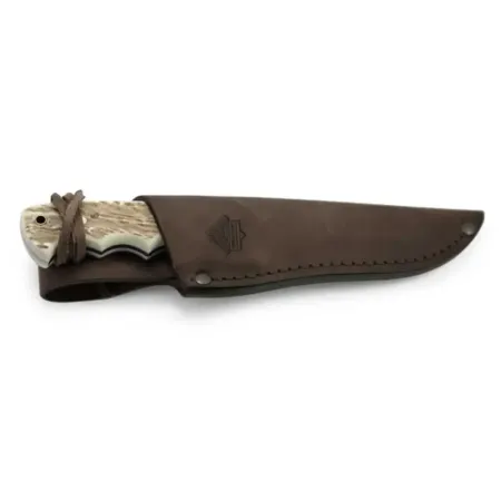 PUMA SGB Wildcat Stag jaktkniv 11,2 cm – syntetiskt stag, mässing & läderslida