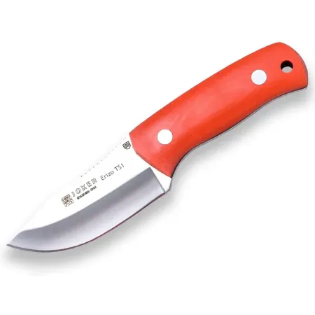 Joker Erizo TS1 jaktkniv 7,5 cm med orange micartaskaft – Böhler N695, syns i terrängen