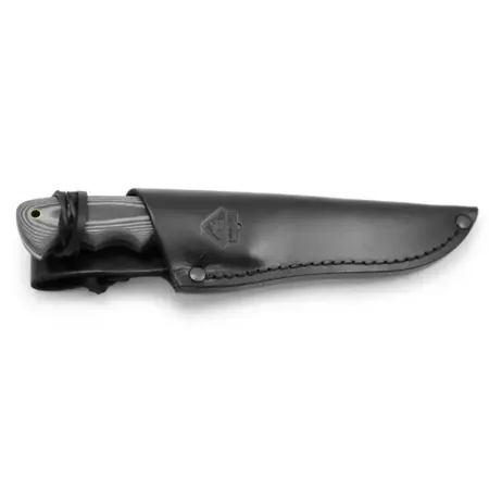 PUMA SGB Wildcat jaktkniv 11,2 cm – svart G10, mässing, svart läderslida