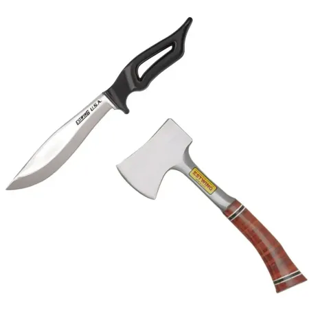 Estwing friluftsset – bowie kniv 16 cm & campingyxa E14A, smidda i USA
