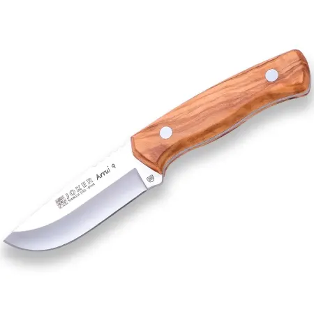 Joker Arrui 9 friluftskniv 9 cm – lätt kniv för småvilt och bushcraft i olivträ