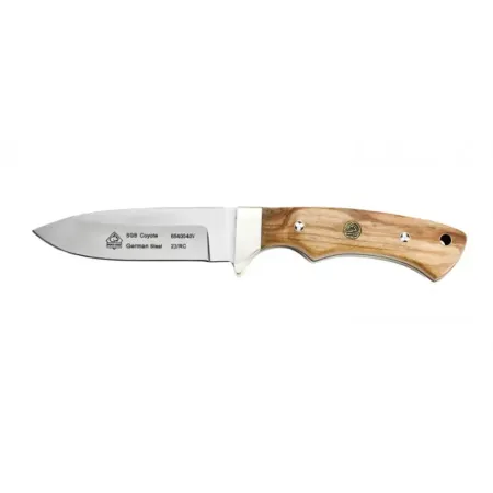 PUMA SGB Coyote jaktkniv 9,7 cm – olivträ, drop point, mässingsbolster