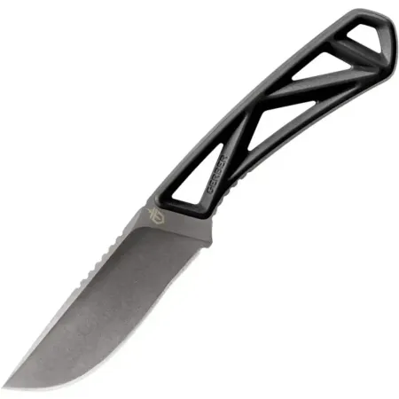 Gerber Exo-Mod Drop Point svart – lätt jaktkniv 8 cm med skeletthandtag