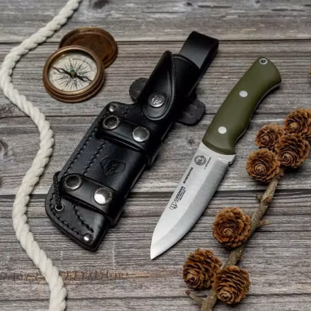 Cudeman Bushcrafter 206-GV bushcraftkniv 11,5 cm – scandislip, grönt G10