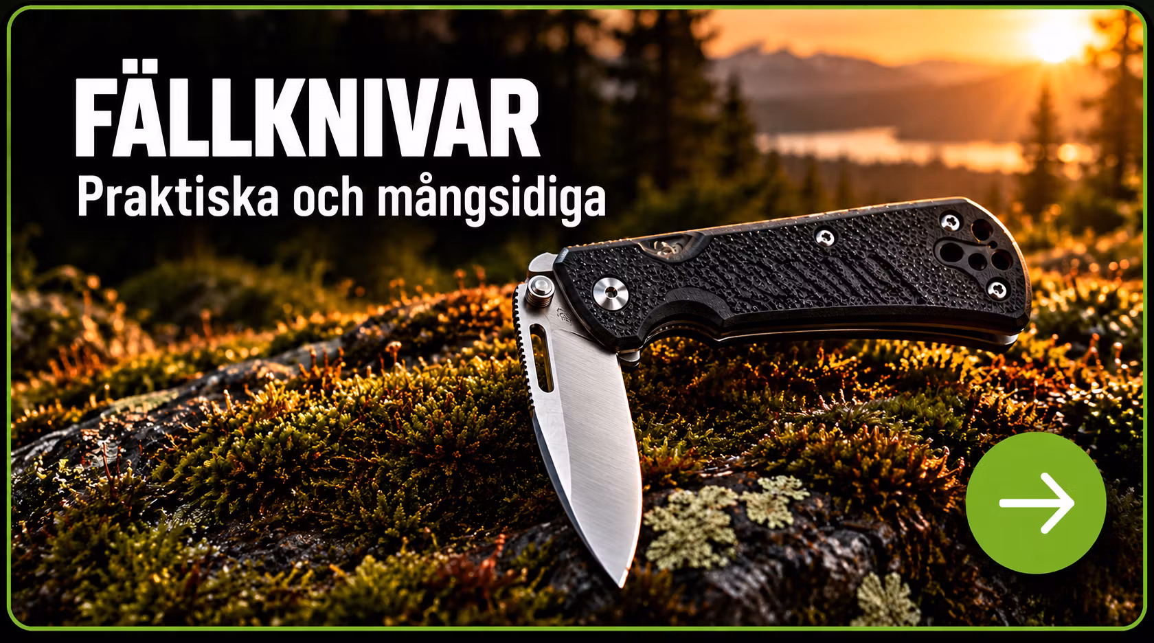 Halvöppen fällkniv med synlig led