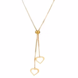 Justerbart halsband med två hjärtan i guld