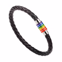 Svart armband med regnbågslås, 21 cm
