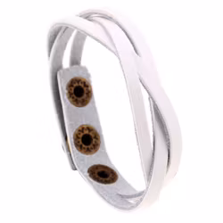 Vitt läderarmband med tryckknappar