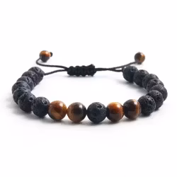 Armband i lavasten & tigeröga