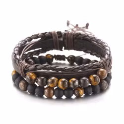 Armband i brunt läder och Tigeröga