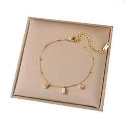 Elegant guldfärgat armband med rosa kristaller 16–20 cm