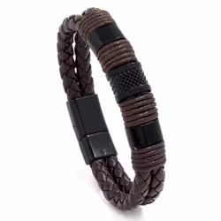 Brunt armband med svarta detaljer