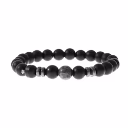 Svart armband med blank svart sten
