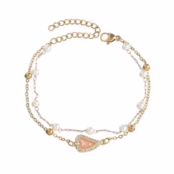 Armband med rosa hjärta & pärlor