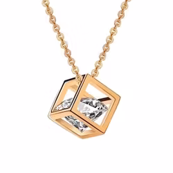 Halsband med kub och gnistrande kristall