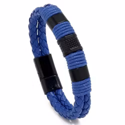 Blått armband med svarta detaljer
