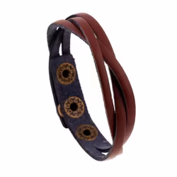 Brunt läderarmband med tryckknappar