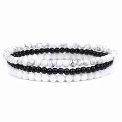 3-pack armband i svart, vitt & howlit