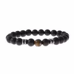 Svart armband med brun sten