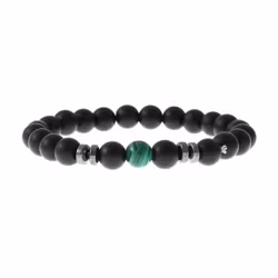 Svart armband med grön natursten