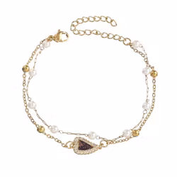 Armband med svart hjärta & pärlor