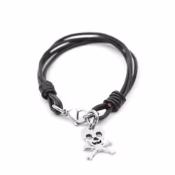 Svart armband med dödskalle